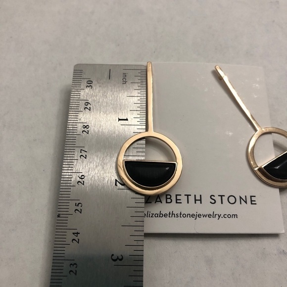 Elizabeth Stone Moongazer Drop Earrings Gold - New - Picture 4 of 4